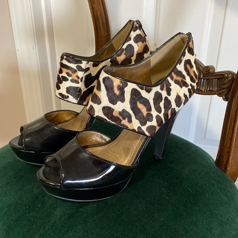 BCBG Harmony Peep Toe Leopard Pump Heels